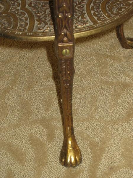 French Inspired Heavily Embellish Brass Tone Round Two-Tier Side Table