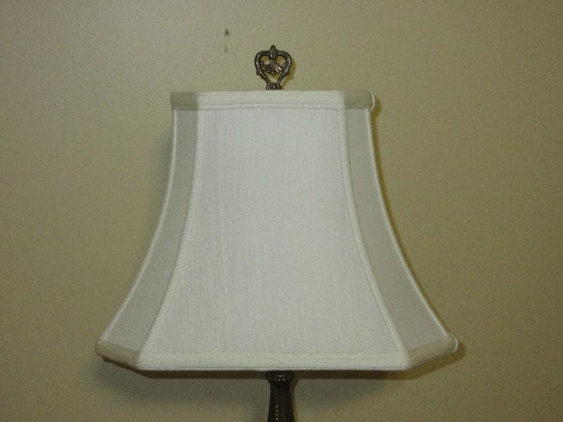 Ornate Brass Tone 26" Rococo Style Table Lamp w/ Faceted Crystal Accents