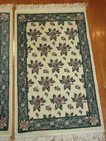 Pair - Magic Luxurilon Olefin Pile Victorian Flower Lambs Wool Pattern Scatter Rugs