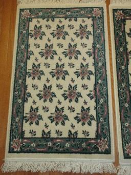 Pair - Magic Luxurilon Olefin Pile Victorian Flower Lambs Wool Pattern Scatter Rugs