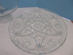 Group - Anchor Hocking Pressed Glass Prescut Pattern Star/Fan Design 13 1/2" Cupped Edge