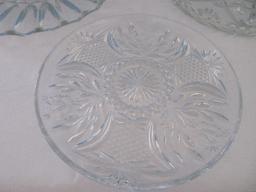 Group - Anchor Hocking Pressed Glass Prescut Pattern Star/Fan Design 13 1/2" Cupped Edge