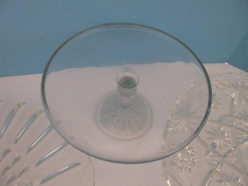 Group - Anchor Hocking Pressed Glass Prescut Pattern Star/Fan Design 13 1/2" Cupped Edge