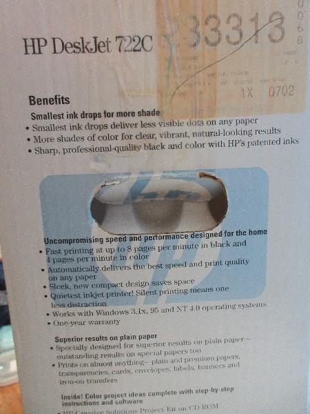 Hewlett Packard HP Deskjet 722C Color Inkjet Printer For Windows in Box