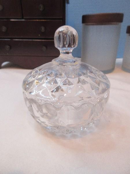 Group - Resin Rococo Style Picture Frame 11 1/2" x 9 1/4", 2 Textured Glass Cylinder Vanity Jars