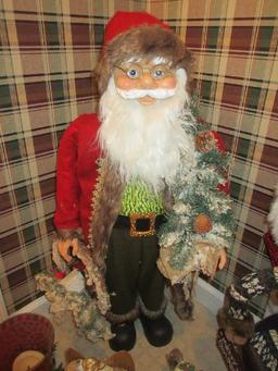 Christmas Collection Old World 36" Figure Santa Claus Holding Wreath & Tree