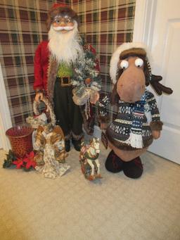 Christmas Collection Old World 36" Figure Santa Claus Holding Wreath & Tree