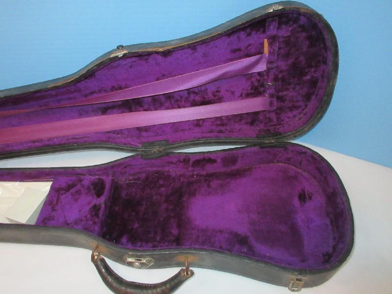 Fine Old Violin Fiddle Tiger Maple Back/Sides & Spruce Wood Top Plate w/ Bow, Strings