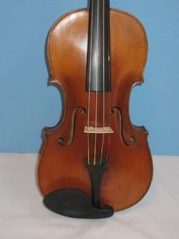Fine Old Violin Fiddle Tiger Maple Back/Sides & Spruce Wood Top Plate w/ Bow, Strings