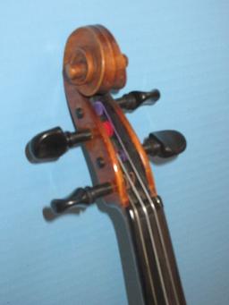 Fine Old Violin Fiddle Tiger Maple Back/Sides & Spruce Wood Top Plate w/ Bow, Strings