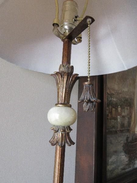 Pair - Exceptional Resin French Inspired 33" Bouquet End Lamps Swirl Reed Column