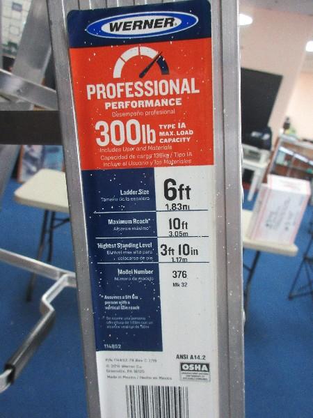 Werner Aluminum A-Frame Folding 6ft Ladder Professional Performance 300lb Max Load