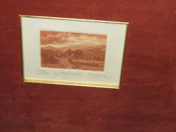 Titled "Highlands" Rural Farm Landscape Etching Hand Signed K. Cantin