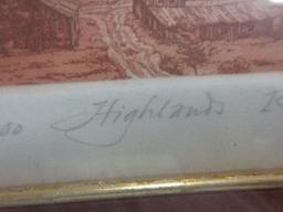 Titled "Highlands" Rural Farm Landscape Etching Hand Signed K. Cantin
