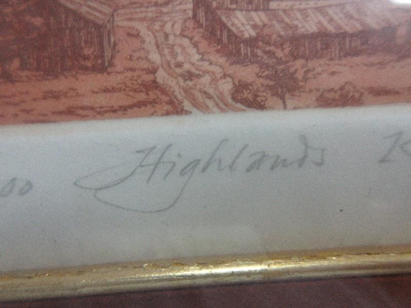 Titled "Highlands" Rural Farm Landscape Etching Hand Signed K. Cantin