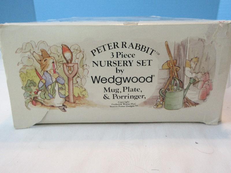 3 Piece - Set Wedgwood China Peter Rabbit Nursery Set Beatrix Pottery Design