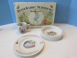 3 Piece - Set Wedgwood China Peter Rabbit Nursery Set Beatrix Pottery Design