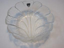 Orrefors Sweden Crystal Eden Pattern Embossed Leaf Design 5 1/2" Small Fruit Dessert Bowl