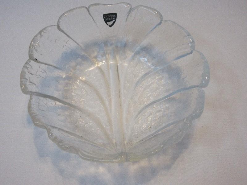 Orrefors Sweden Crystal Eden Pattern Embossed Leaf Design 5 1/2" Small Fruit Dessert Bowl