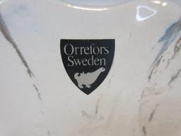 Orrefors Sweden Crystal Eden Pattern Embossed Leaf Design 5 1/2" Small Fruit Dessert Bowl