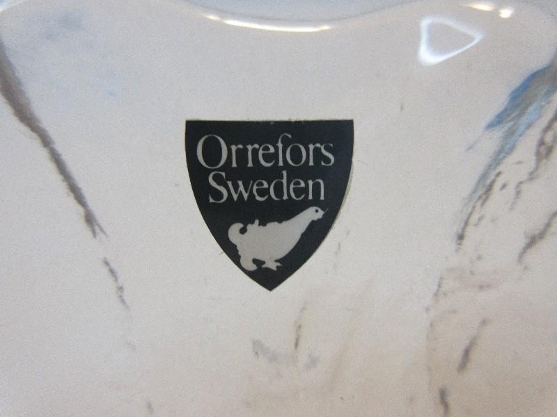 Orrefors Sweden Crystal Eden Pattern Embossed Leaf Design 5 1/2" Small Fruit Dessert Bowl