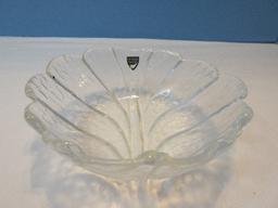 Orrefors Sweden Crystal Eden Pattern Embossed Leaf Design 5 1/2" Small Fruit Dessert Bowl