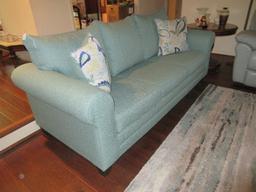 S&S Mfg. Furniture Transitional Modern Rolled Arm Sofa Couch Stallion Turquoise Upholstery