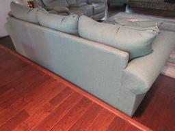 S&S Mfg. Furniture Transitional Modern Rolled Arm Sofa Couch Stallion Turquoise Upholstery