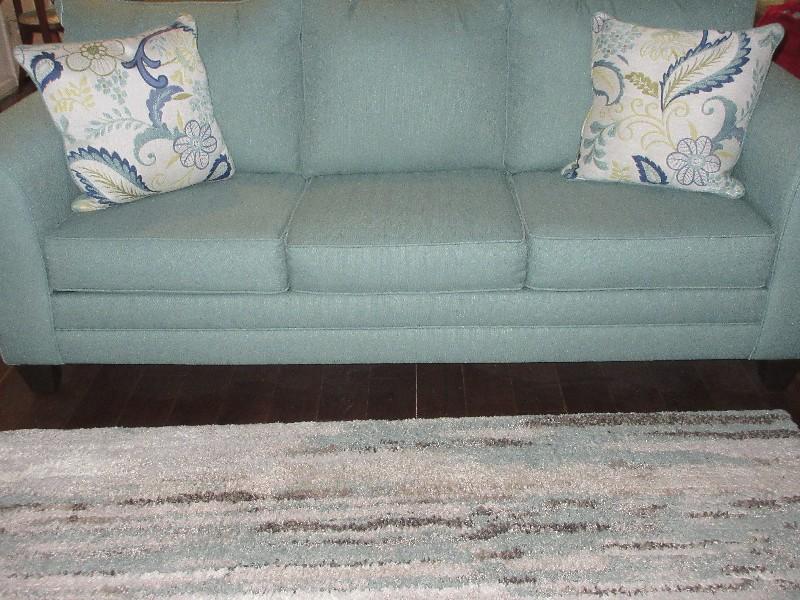 S&S Mfg. Furniture Transitional Modern Rolled Arm Sofa Couch Stallion Turquoise Upholstery