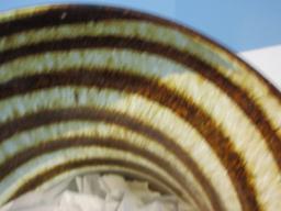 Art Glass Mottled Amber Swirl Design Flared Rim Vase with Dried Grass Arrangement