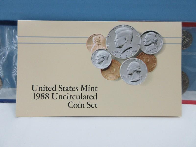 United States Mint 1988 Uncirculated Coin Set with Denver and Philadelphia Mint Mark