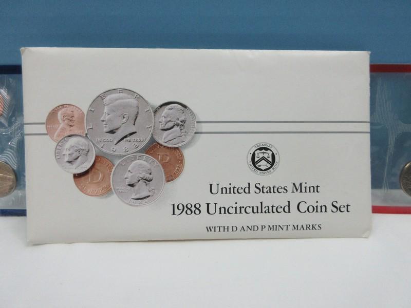 United States Mint 1988 Uncirculated Coin Set with Denver and Philadelphia Mint Mark