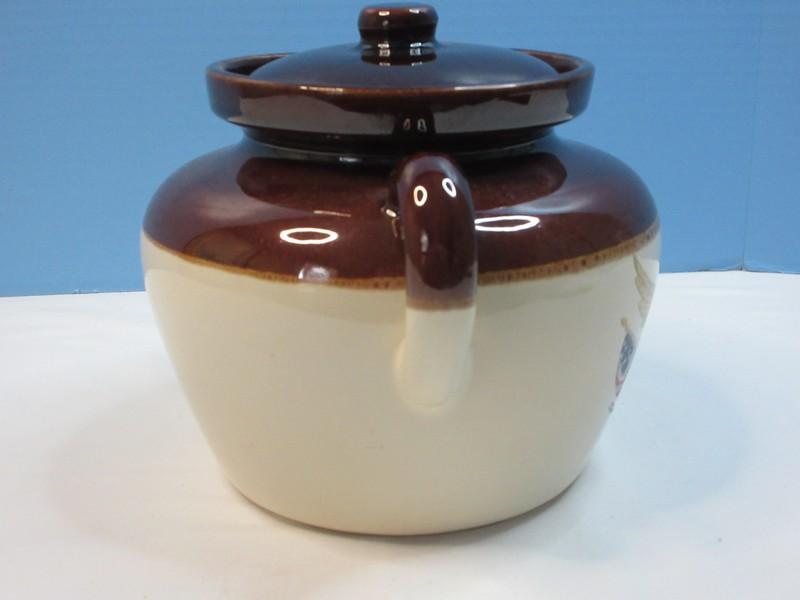Nelson McCoy Pottery Spirit of '76 Bean Pot Crock with American Eagle and Flags