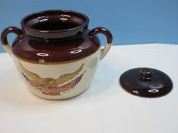 Nelson McCoy Pottery Spirit of '76 Bean Pot Crock with American Eagle and Flags