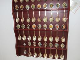 43 M.B.I. Presidential Collector Spoons with Willabee and Ward Display Wall Rack