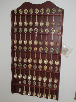 43 M.B.I. Presidential Collector Spoons with Willabee and Ward Display Wall Rack