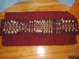46 pcs. Vintage National Silver co. A-1 Silverplate Flatware Rose and Leaf Pattern