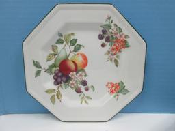 12 pcs. Johnson Brothers China Fresh Fruit Pattern GreenTrim Octagonal Shape Dinnerware