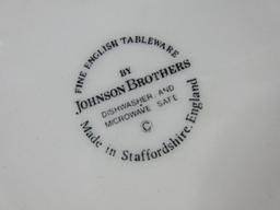 12 pcs. Johnson Brothers China Fresh Fruit Pattern GreenTrim Octagonal Shape Dinnerware