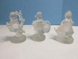 M.I. Hummel Goebel Crystal Collection Figurines 3 3/4" Visiting, 3 1/2" Meditation,