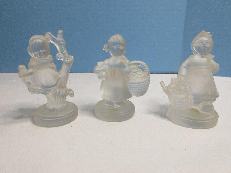M.I. Hummel Goebel Crystal Collection Figurines 3 3/4" Visiting, 3 1/2" Meditation,