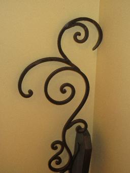Grand Wrought Iron Spanish Mission Style Pillar Candle Wall sconce Scrollwork Design