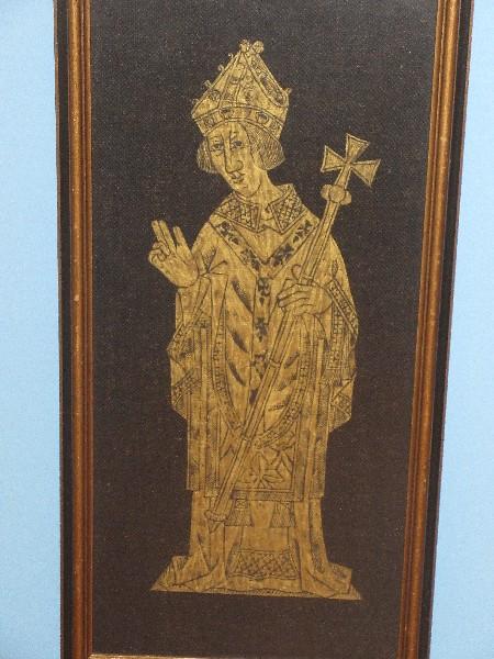 Saint Thomas of Canterbury Finely Engraved Brass Rubbing on Black Background 2 Tone Frame
