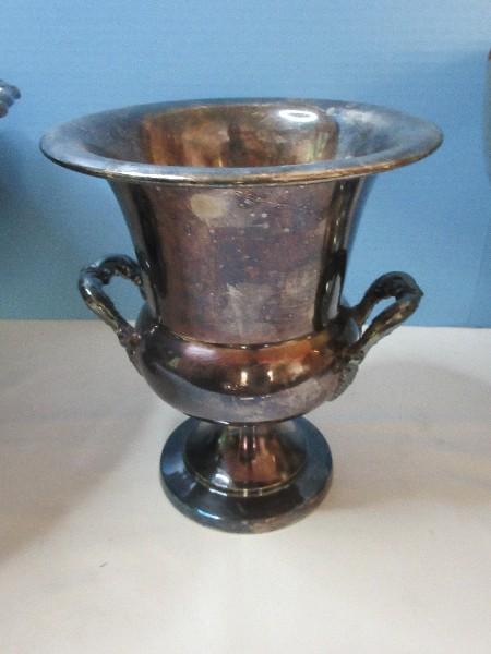 Group Misc. Silverplate Stem Goblets, Wine, Champagne, Nickel Silverplate Grapevine Relief