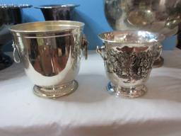 Group Misc. Silverplate Stem Goblets, Wine, Champagne, Nickel Silverplate Grapevine Relief