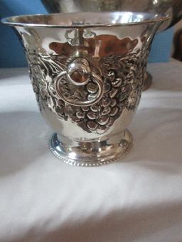 Group Misc. Silverplate Stem Goblets, Wine, Champagne, Nickel Silverplate Grapevine Relief