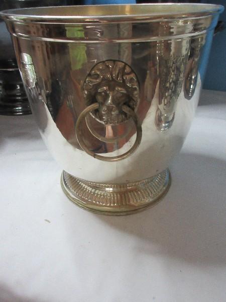 Group Misc. Silverplate Stem Goblets, Wine, Champagne, Nickel Silverplate Grapevine Relief