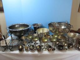 Group Misc. Silverplate Stem Goblets, Wine, Champagne, Nickel Silverplate Grapevine Relief