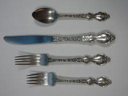 4 pc. International Sterling Silver Du Barry Pattern Flatware Heavy Repousse Floral and Scroll