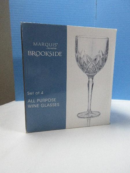 Set 4 Waterford Crystal Marquis Collection Brookside Pattern 8 5/8" All Purpose Wine Stemware
